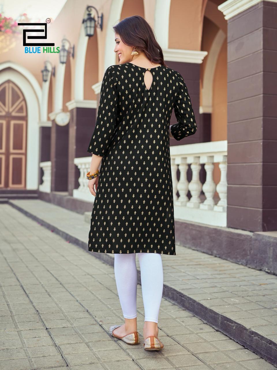 Oreo By Blue Hills Rayon Foil Printed Kurtis Wholesale Market In Surat